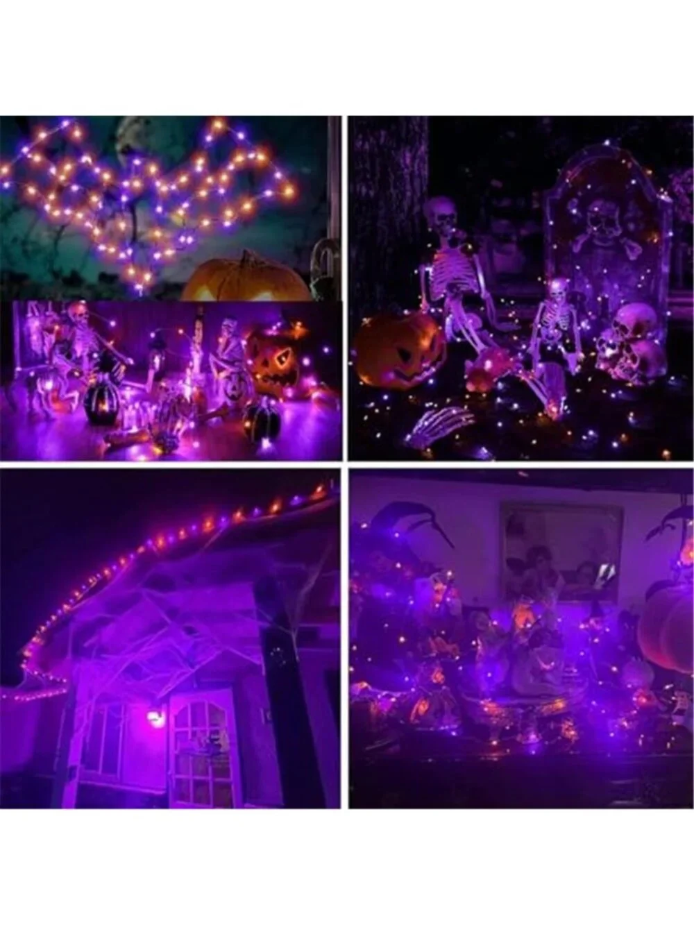 Orange Purple Halloween Solar String Lights 2 Pack Total 80FT 240LED